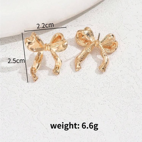 Gold Coquette Bow Earrings - Picture 5 of 5
